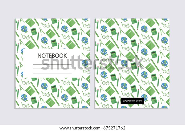 Notebook cover with school\
pattern 