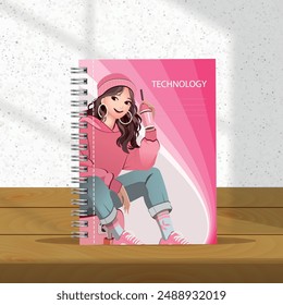 Notebook cover. The cover shows a girl with a skateboard