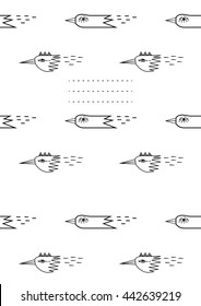 Notebook cover template with bird heads pattern. A4 template