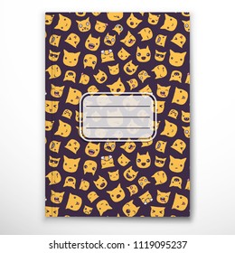 Notebook cover template with emoji hand-drawn doodles.