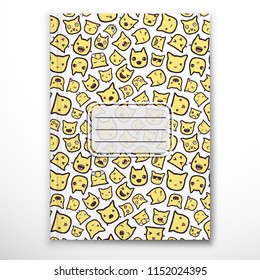 Notebook cover template with emoji hand-drawn doodles.