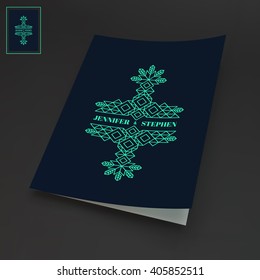 Vorlage für die Notebook-Abdeckung. Line Art Design for Invitations, Notepad, Book. Kalligraphisches Lineares Element. Vektorgrafik.