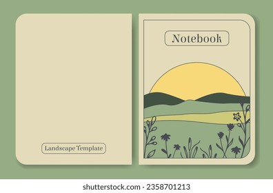 Notebook cover template minimalist summer meadow design