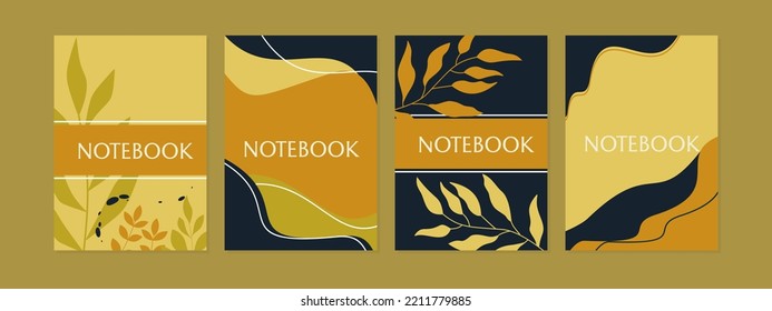 notebook Cover templates.Universal layouts.abstract botanical design.for planners, brochures, journal,books, catalogs