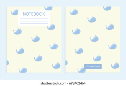 Notebook cover with whale pattern 