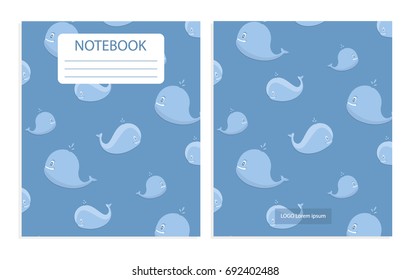 Notebook cover with whale pattern 