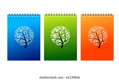 Notebook covers design, art tree