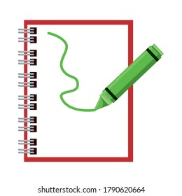 notebook and crayon school supply isolated icon vector illustration design
