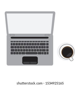 notebook and a cup of coffee illustration for background or social media content
