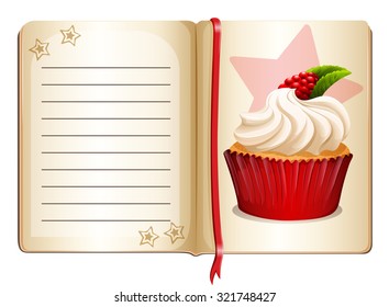 Notebook with cupcake on page illustration