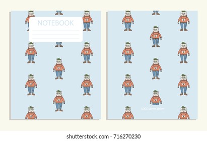 Notebook with cute cartoon cats pattern