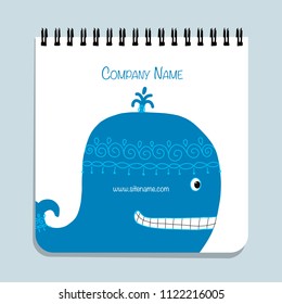 Notebook design, blue whale