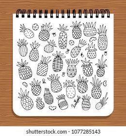 Notebook design, pineapples sketch
