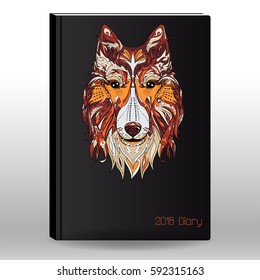  Notebook or diary cover design with dog head.
