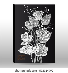 Notebook or diary cover design with rose flowers.