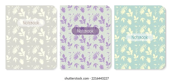 Cuaderno, cubiertas de agenda. Diseño floral herbario. Para portátiles, planificadores, folletos, libros, catálogos, tarjetas, invitaciones, etc.