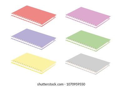 notebook  different color set realistic vector illustration isolated