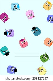 Notebook different colorful cute owl print