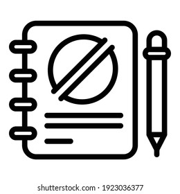 Notebook disobedient icon. Outline notebook disobedient vector icon for web design isolated on white background
