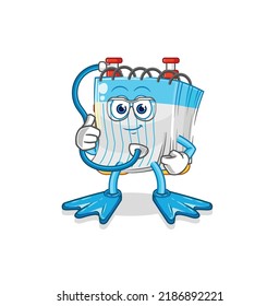 la caricatura del buceador de portátiles. vector de mascota de dibujos animados