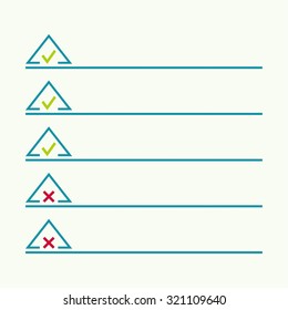 Notebook with to do list. Lines with check boxes. checklist for note. consent. check mark. election and voting