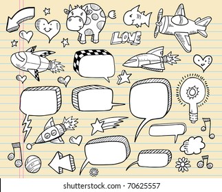 Notebook Doodle Clip art Design Elements Mega Vector Illustration speech bubble Set