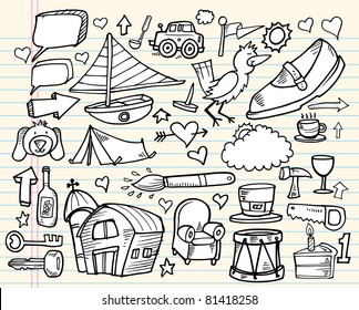 Notebook Doodle Design Elements Mega Vector Illustration Set