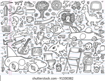 Notebook Doodle Design Elements sketch Vector Illustration Set