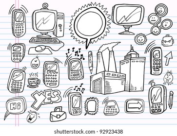 Notebook-Doodle Electronics Work Business Design Elements Vector Set