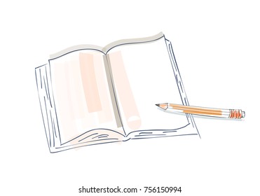 notebook doodle, primitive drawing hand. Pen and notebook paper. modern minimalism sketch art. Vector illustration