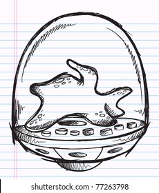 Notebook Doodle Sketch Cyborg Robot Space Alien Blob Vector Illustration