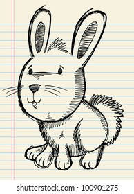 Notebook Doodle Sketch Easter Bunny Rabbit Vector Illustration Art