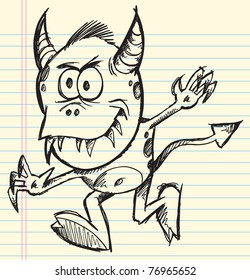 Notebook Doodle Sketch Monster Alien Vector Illustration
