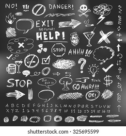 Notebook Doodle Sketch Speech Bubble Arrow Vector Illustration Set collection