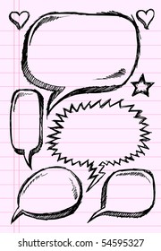 Notebook Doodle Sketch Speech Bubble Vector Illustration Set
