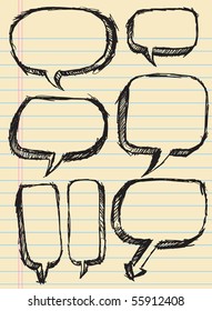 Notebook Doodle Sketch Speech Bubble Vector Illustration Set