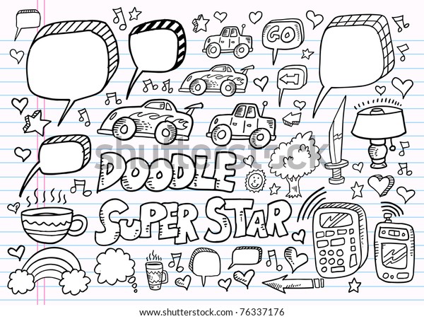 Notebook Doodle Sketch Speech Bubble\
Design Elements Mega Vector Illustration\
Set