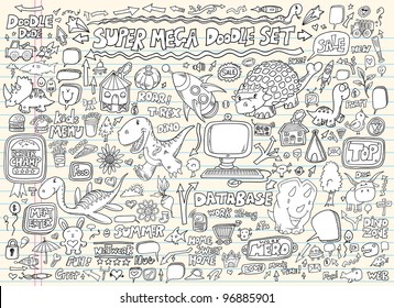 Notebook Doodle Speech Bubble Design Elements Mega Vector Illustration Set