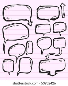 Notebook Doodle Speech Bubble Vector Illustration Set