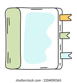 Notebook in doodle style. Sketch stikers vector illustration for notes. Blank bullet journal sheets.  To do list, memo pages.