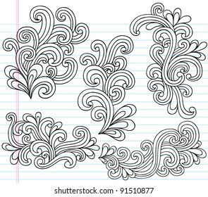 Notebook Doodle Swirly Vector Illustration Design Elements
