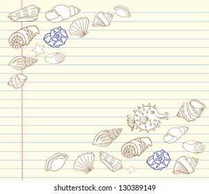  Notebook Doodles Vector Design Elements Set with Cockleshell