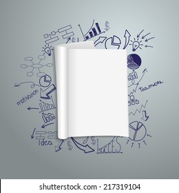 notebook with drawing charts and graphs success business strategy plan concept idea, Abstract infographic workflow layout, diagram, step up options, Vector illustration template design