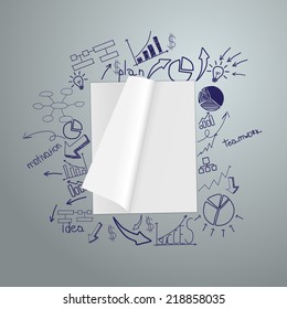 notebook with drawing charts and graphs success business strategy plan concept idea, Abstract infographic workflow layout, diagram, step up options, Vector illustration template design