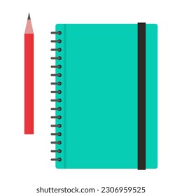 Notebook and drawing pencil isolated, planning and creativity concept