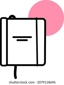 Notebook with elastic band, illustration, vector, on a white background.