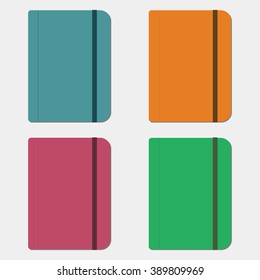 Notebook with elastic band. Vector illustration