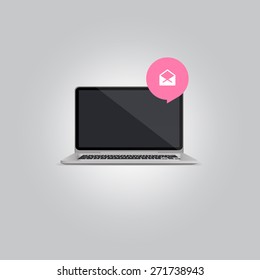 notebook and email icon, realistic vector design