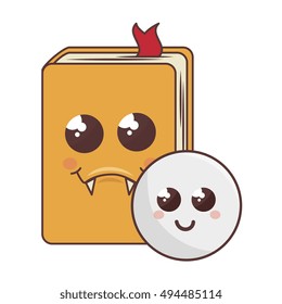 notebook and emoticon kawaii cartoon