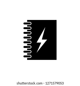 notebook, energy, lightning icon on white background. Can be used for web, logo, mobile app, UI, UX